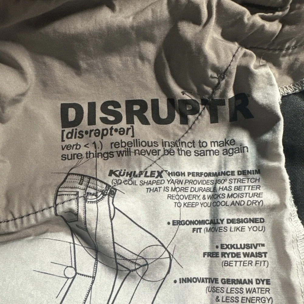 Kuhl Legendary Pants Disruptr Indigo Bye Black Hiking Stretch Pants 40x34